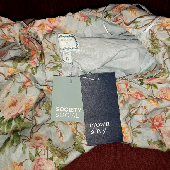 SOCIETY SOCIAL Croft & Barrow THE CHARLOTTE DRESS Maxi Floral Pockets Women's 12 - Picture 12 of 16